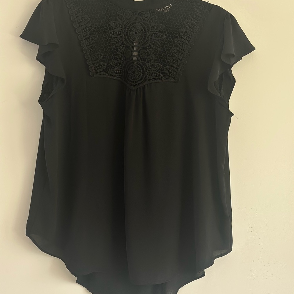 Express Black Ruffle Sleeve Blouse
